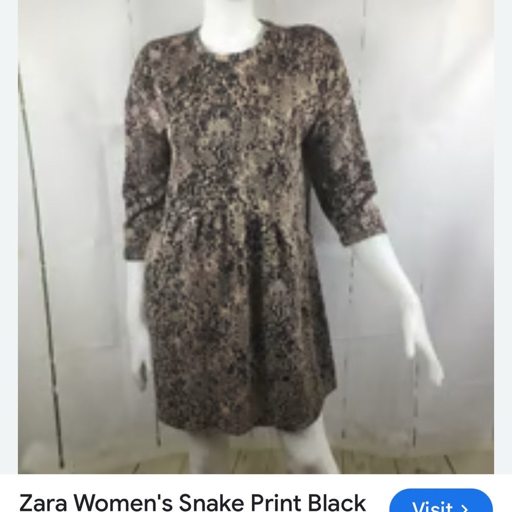 Zara Long Sleeve Snake Print Dress
